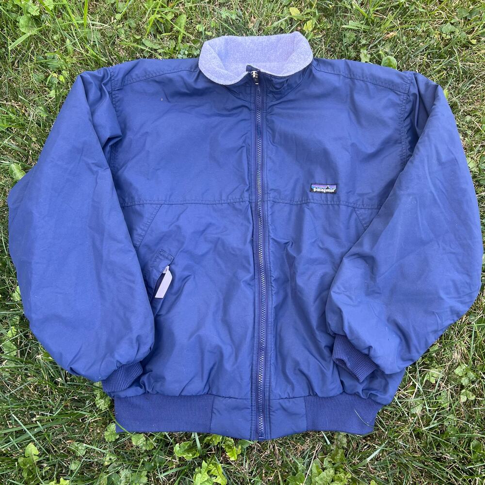 Vintage 90s Patagonia Windbreaker Fleece Lined Jacket Blue Grey S Unisex